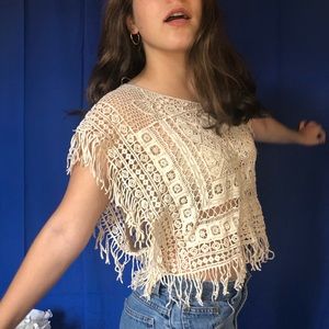 Boho Beach Shirt Creme Sz Small